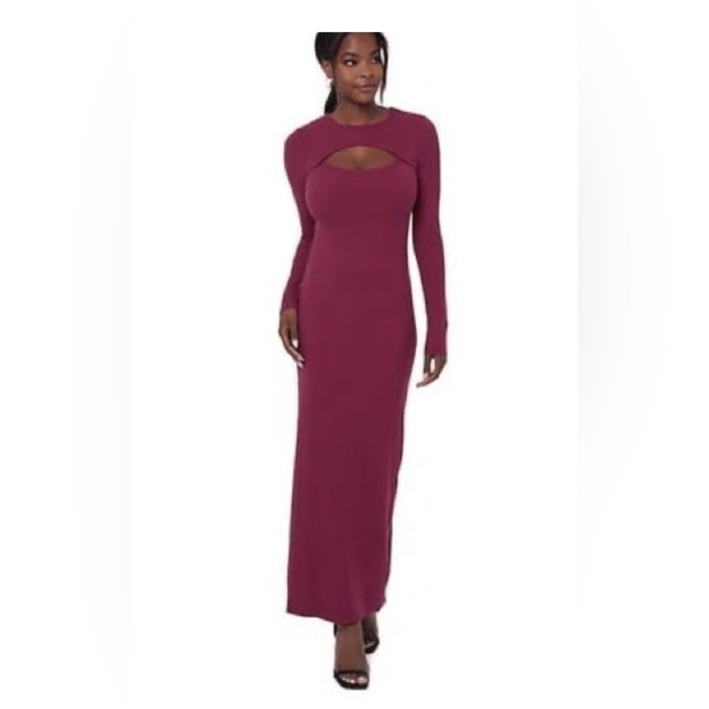 3/$15 VGUC Edited Remi Bader Burgundy Ribbed Chest Cut Out Maxi Dress XL